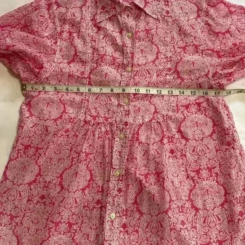 Gap Maternity Pink & White Paisley Design in Size Small.  Long Sleeve/Button Up. - Picture 7 of 10